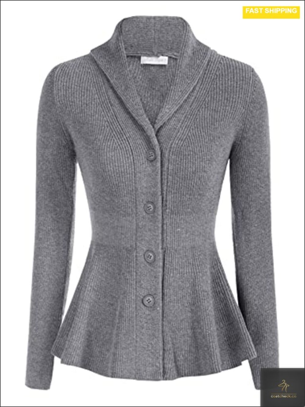 Vintage Shawl Lapel V-Neck Button Cardigan Sweater Long Sleeve